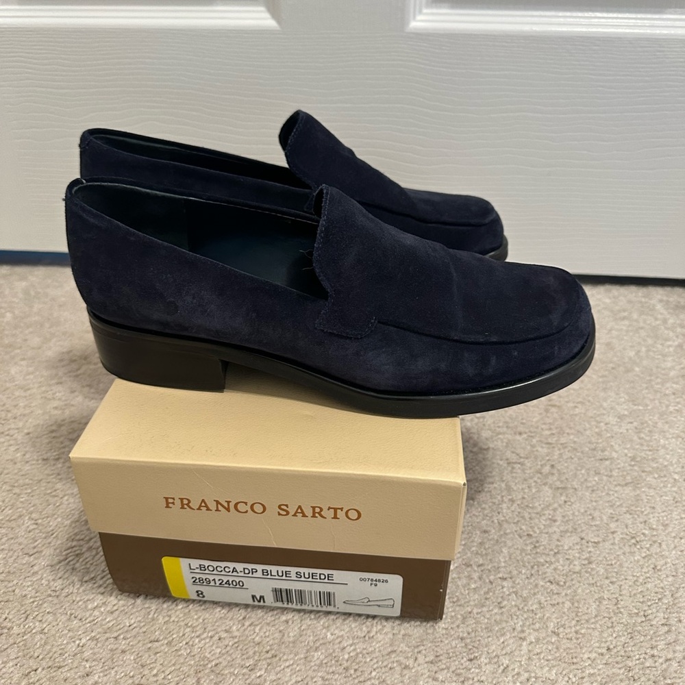 Franco sarto blue suede loafers